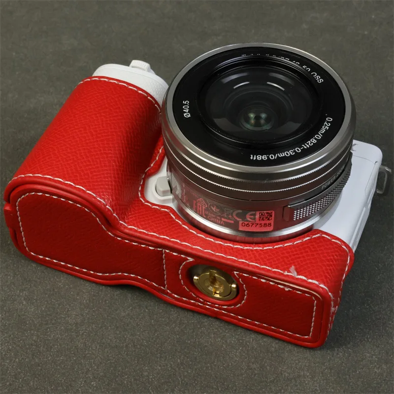 

For Sony ZV-E10 Accessories camera bag zv-e10 protective half cover base shell leather case