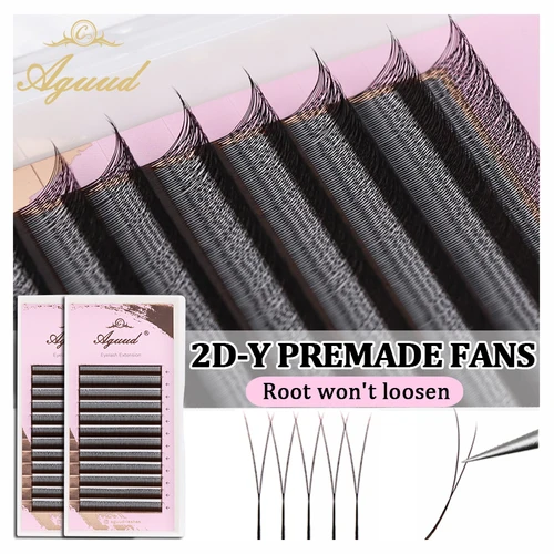 Imagen 1 del producto AGUUD-extensión de pestañas 2D Y, pestañas prefabricadas de voto, pestañas postizas de visón, red de malla Premium, pestañas cruzadas, puntas individuales, pestañas en forma de Y 2D