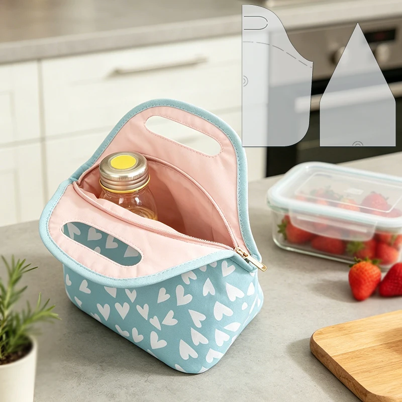 NUBECOM 2pcs Bento Bag Sewing Template, DIY Portable Household Handbag Quilting Template Made Of Durable Clear PET Material - view 4