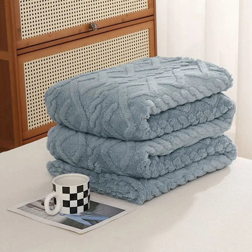 Super Soft Solid Color Flannel Blanket Embossed Plush Plush Blanket Warm Throw Blanket Bedroom Bed Living Room Sofa Couch