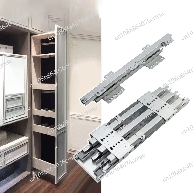 Heavy-Duty Slide Rails for High Deep Cabinets Wardrobe Rail Slides Damping Buffering for Floor Ceiling Mount