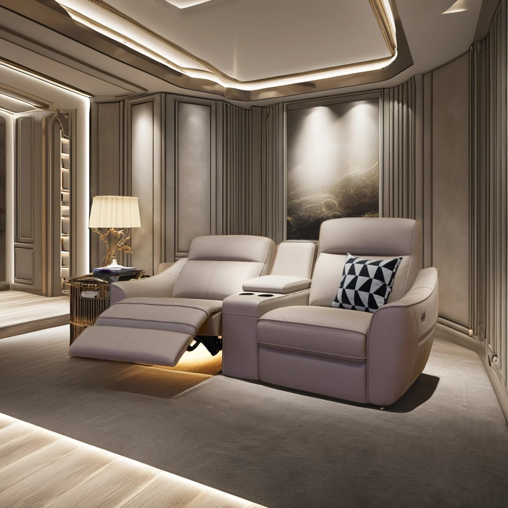 

High Quality Luxury Home Furniture Set Living Room Designs Cream Power Leather Home Theater Cinema Recliner Sofa