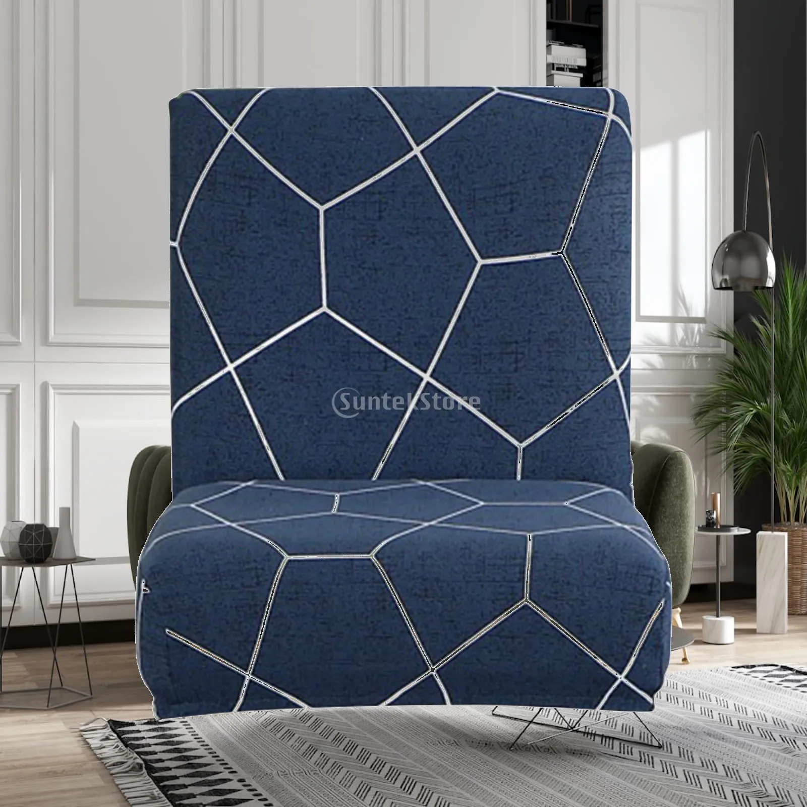 Low Back Chair Stretch Slipcover Bar Stool Cover Removable Polyester Protector for Counter Seat Home Pub