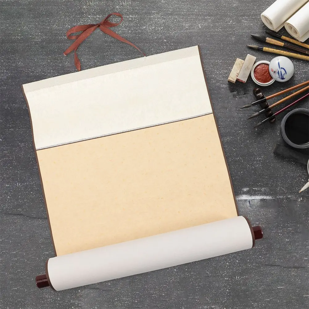 

3 Pcs Blank Scroll Paper Calligraphy Scroll Vintage Rice Paper For Aged Parchment Paper Scroll For Painting Supplies