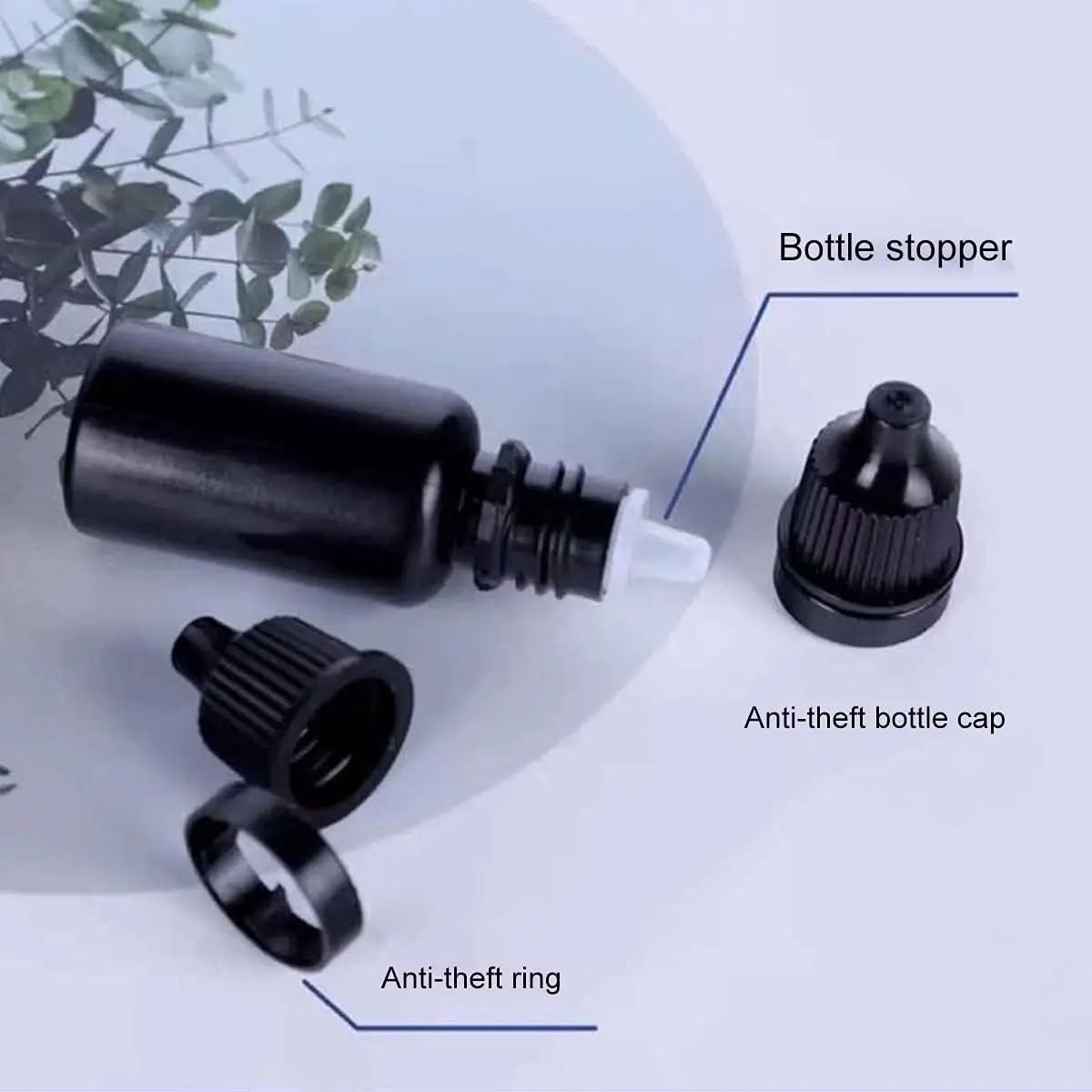 5pcs 5-20ml Black Plastic Bottle Empty Refillable Squeezable Eye Dropper Bottles with Screw Caps for Cosmetic Essential Oil