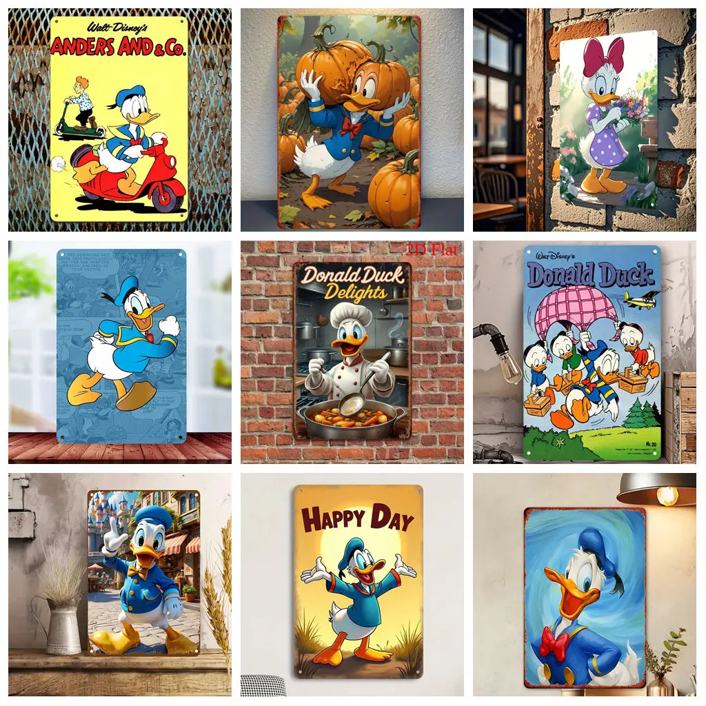

Miniso Donald Duck Funny Daily Life Tin Sign Decor Wall Decor Art Wall Mural Room Decoration Decor Metal Sign Plate Bar Posters