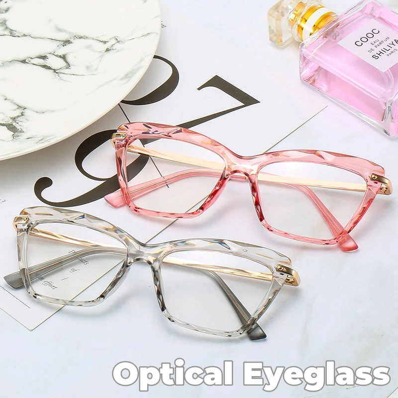 Retro Anti Blue Women Clear Eyeglasses Cat Eye Glasses Frame Women Men Alloy Resting Lense Optical Spectacle Eyeglass