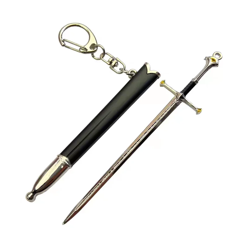 Porte-clés épée Narthil 12cm, arme de terre du milieu Aragorn, matériau métallique médiéval, Katana, épée de samouraï, ornement, artisanat, cadeaux, jouets