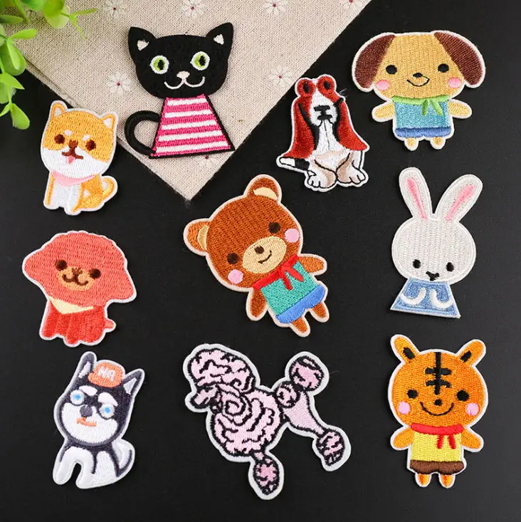 New arrival 10 pcs cute animals Embroidered patches iron on Jeans coat T-shirt bag shoe hat Motif emblem accessory diy