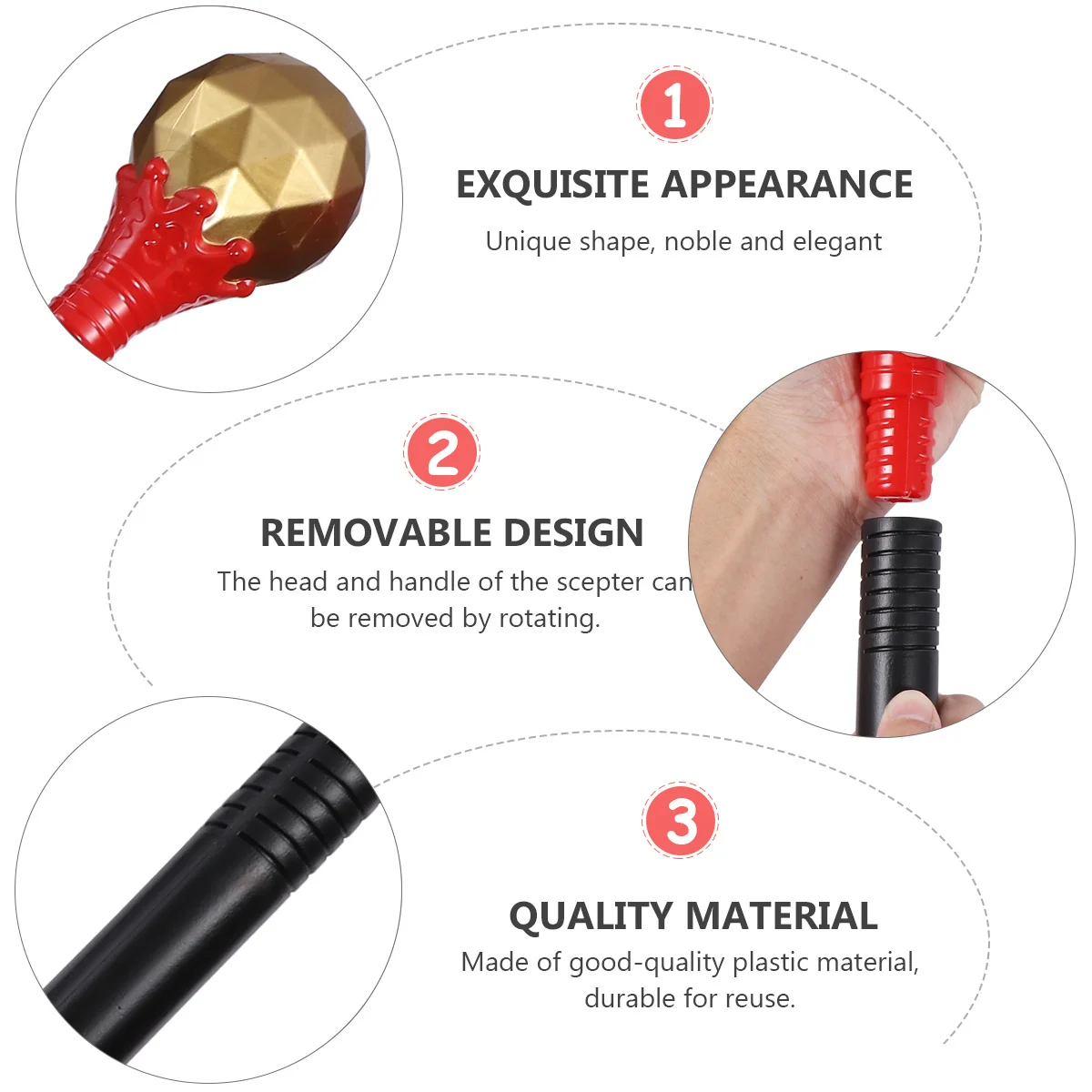 

2Pcs Halloween Scepter Plastic Cosplay Props Party Wand Set Funny Round Head Wand Stage Performance Ornament Plastic