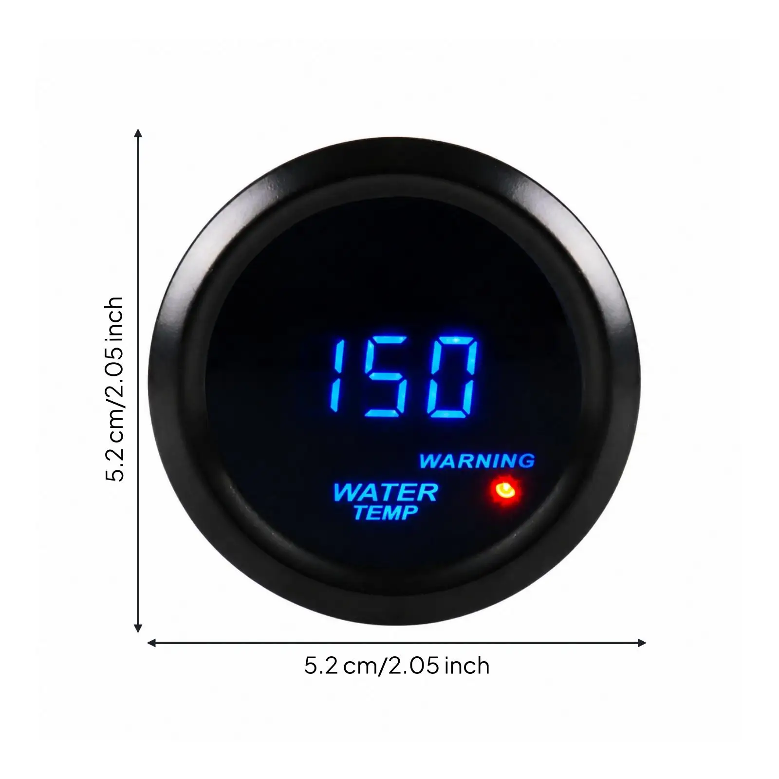 Digital Water Temperature Gauge 52mm Round Black Face Blue LED Car Coolant Meter 12V for Track Setup