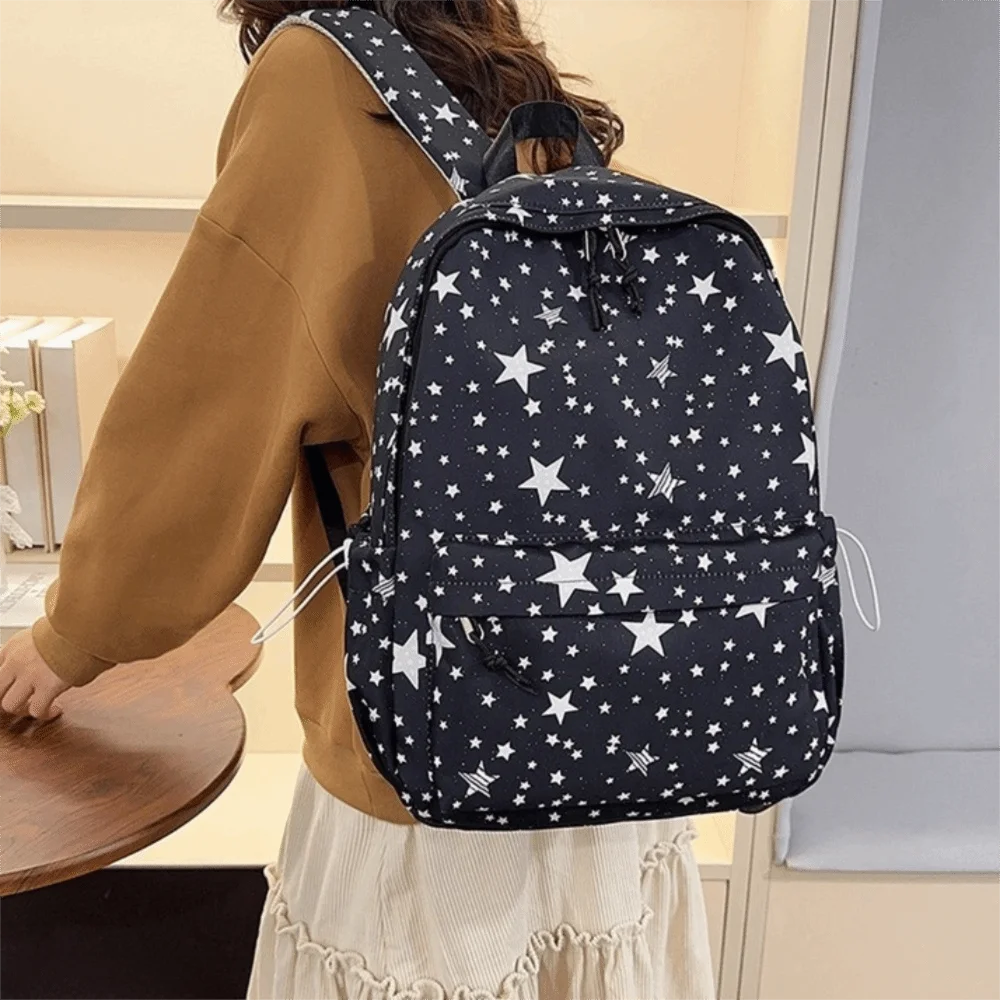 Cute Starry Sky Star Backpack Lightweight Print Nylon Backpack Korean Style Large Capacity Students School Bag Daily