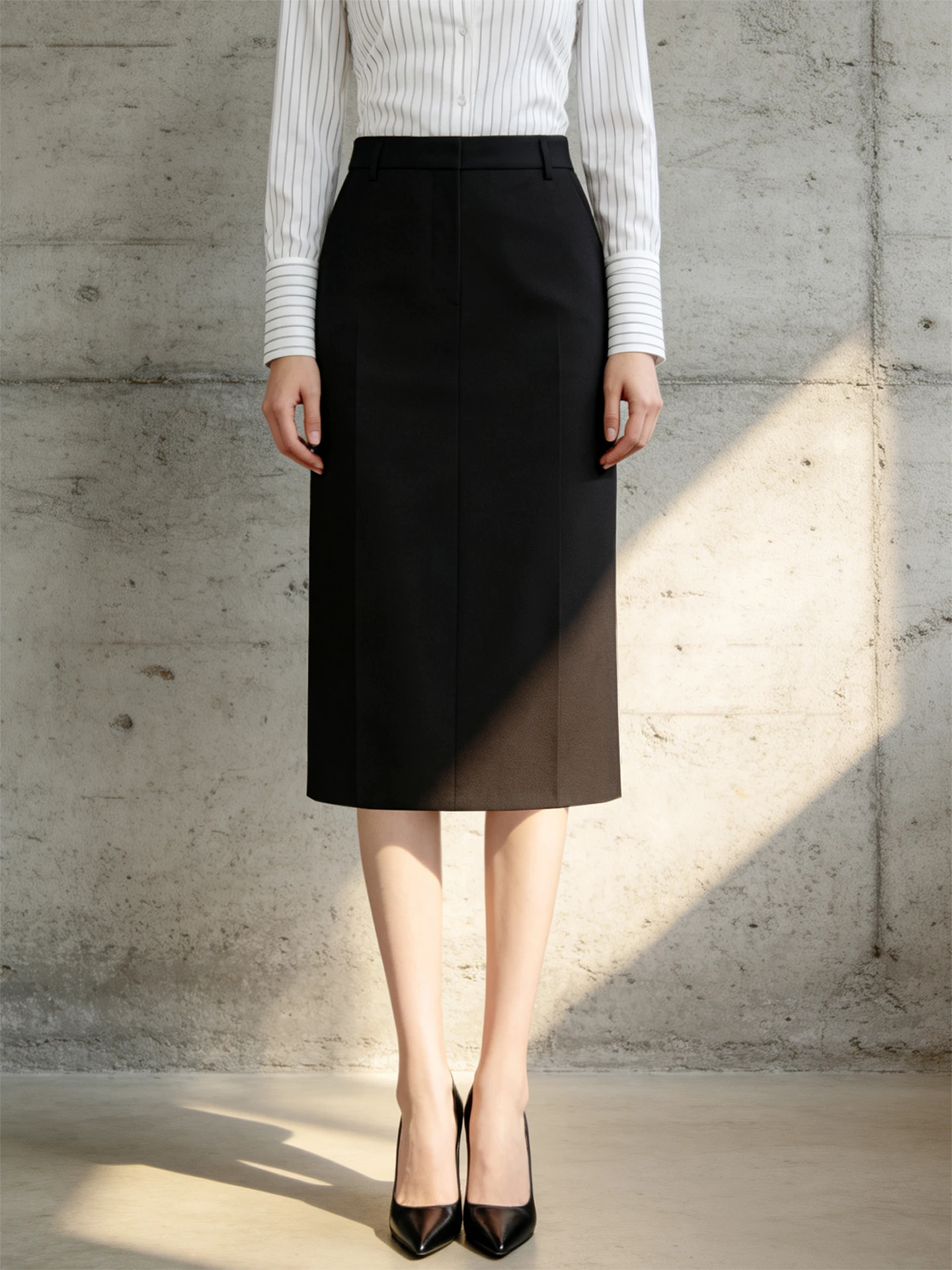 High Waist Straight Cut  Skirt Professional Women's Summer Workwear Pencil Skirt Commuter Suit Polyester Fiber Zipper
