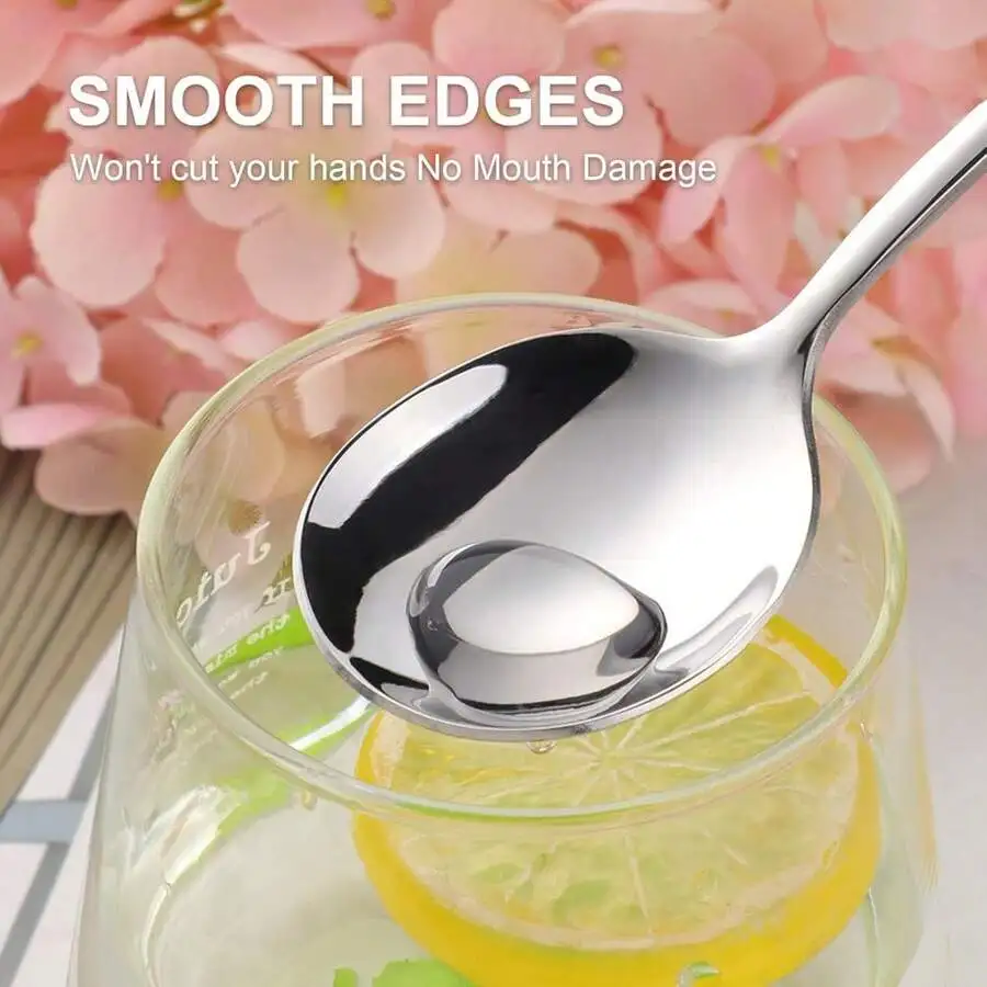 

4-Piece Stainless Steel Soup Spoons Set Heavy Duty Deep Bowl For Cereal Dessert Milk Dishwasher Safe
