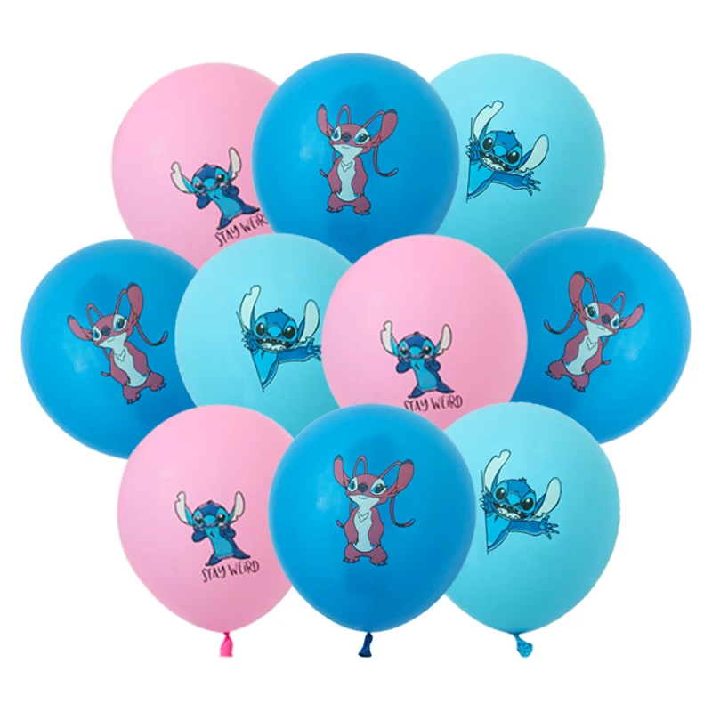 

10Pcs 12Inch Disney Stitch Themed Latex Balloon Set Boy Girl's Birthday Party Baby Shower Party Decorations Kid Toys Supplies