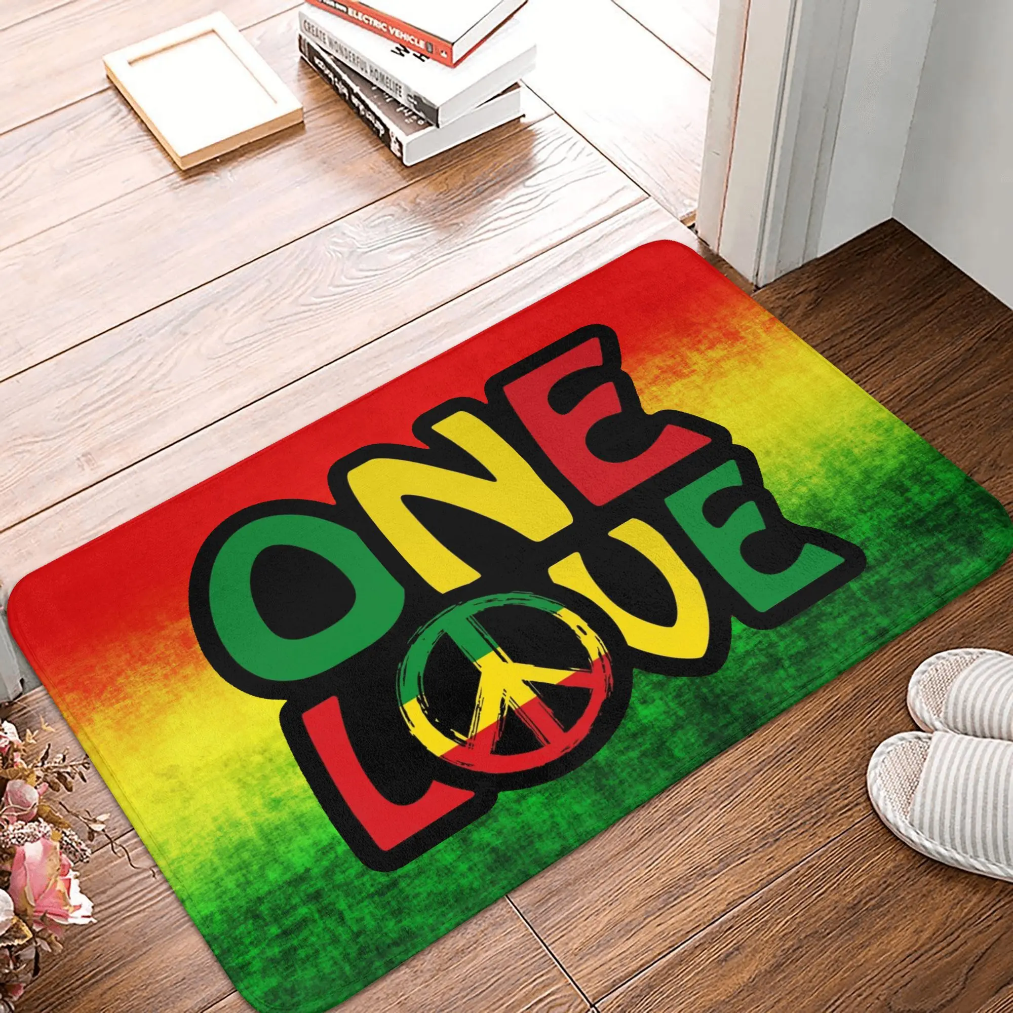 Rasta Lion Jamaica Flag Front Door Mat Anti-Slip Outdoor Quick Dry Jamaican Reggae Doormat Floor Bathroom Entrance Rug Carpet