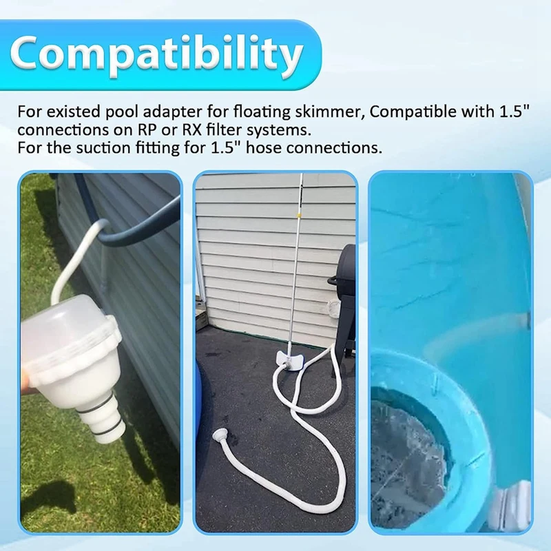 Vacuum Adapter RP/RX Skimmer For Summer Waves 1.5Inch Connections On Filter Systems-For Above Ground Pool Adapter