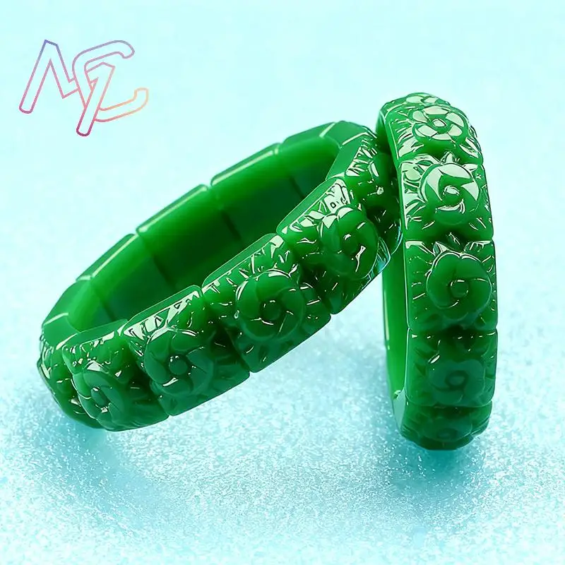 Real Jade Flower Bracelet Bangle Designer Vintage Natural Jewelry Gifts for Women Talismans Charm Luxury Accessories Amulet view 4