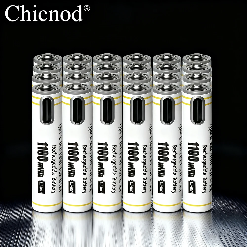 

CHICNOD USB AAA Rechargeable Batteries 1.5V 1100mWh li-ion battery for remote control mouse Electric toy battery+Type-C Cable