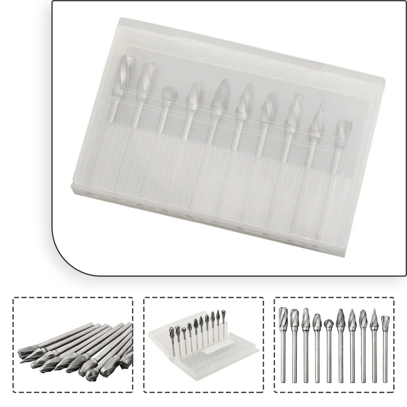 Alumínio Carbide Rotary Burrs Set, Aluma Cut, Adequado para a maioria das pequenas ferramentas rotativas, 10pcs