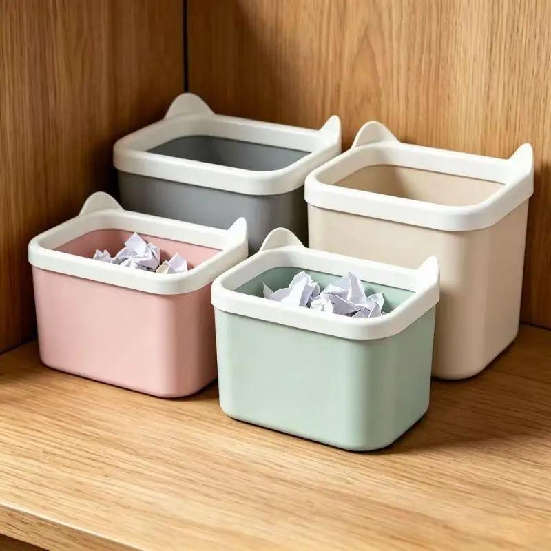 Cute Cat Ear Desktop Storage Baskets Durable Thick Material Multi Color for Bedroom Dresser Accessories Organizer