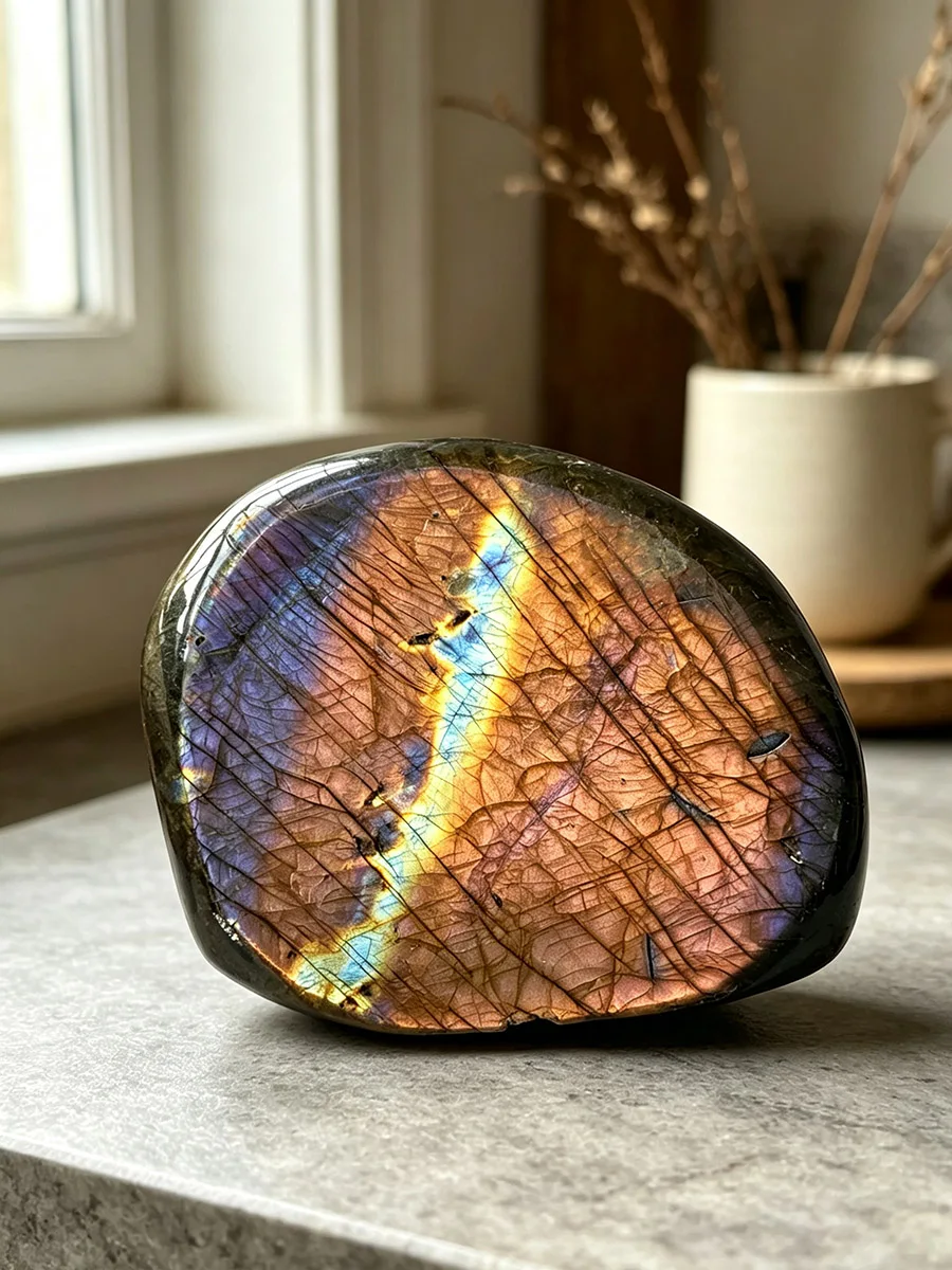#1 61 Natural Finnish Rainbow Labradorite Freeform Crystal. Energy Stone For Meditation, Home Decor Ornament, Gemstone Gift