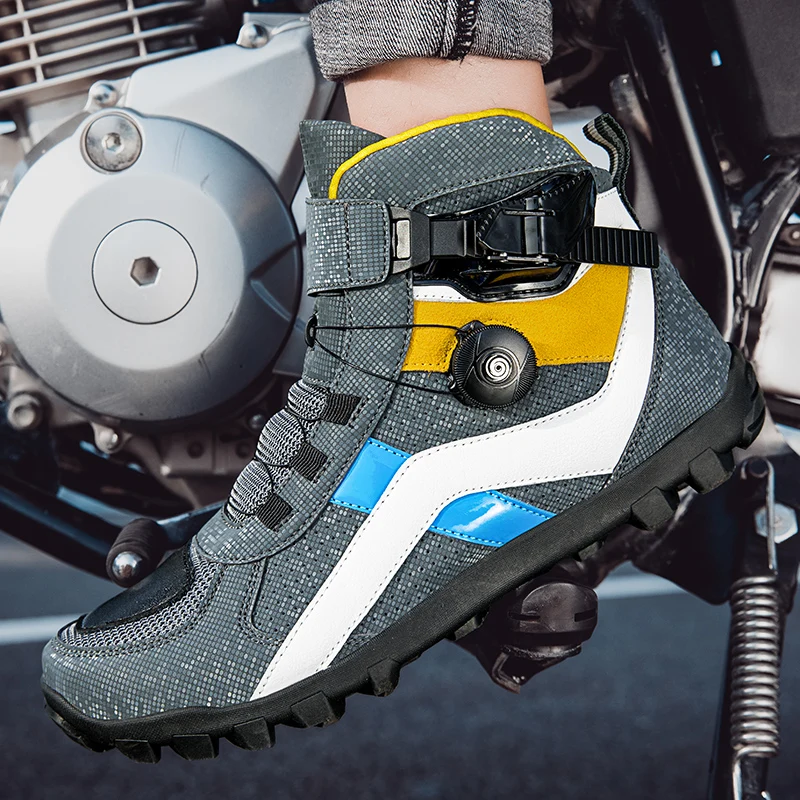 Męskie buty motocyklowe oddychające anty-upadek Rider Road Racing BOA system sznurowania obuwie buty zmiany biegów buty motocyklowe