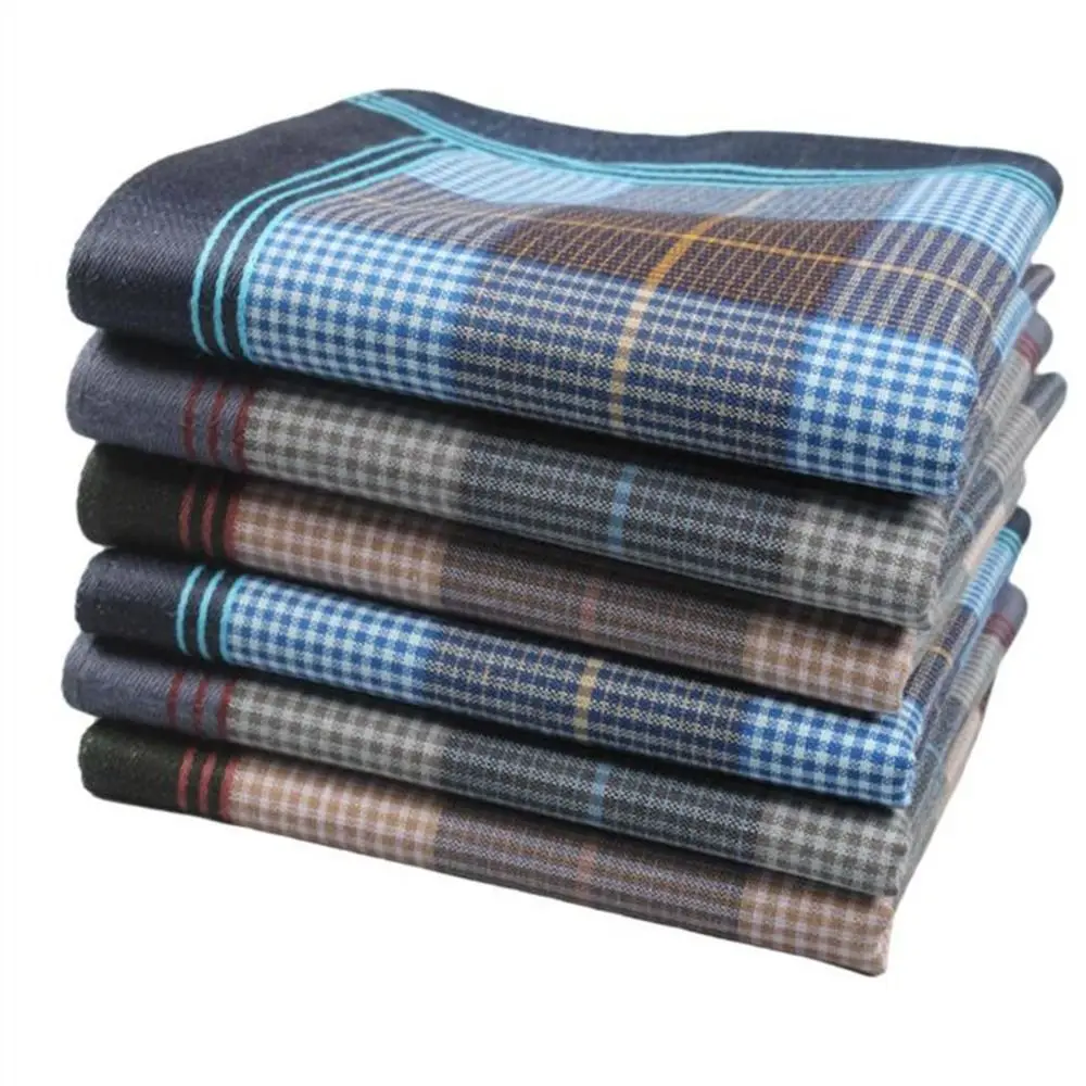 

3Pcs New Dark Plaid Handkerchiefs Classic Cotton Towels Retro Elders' Handkerchiefs for Groomsmen and Women