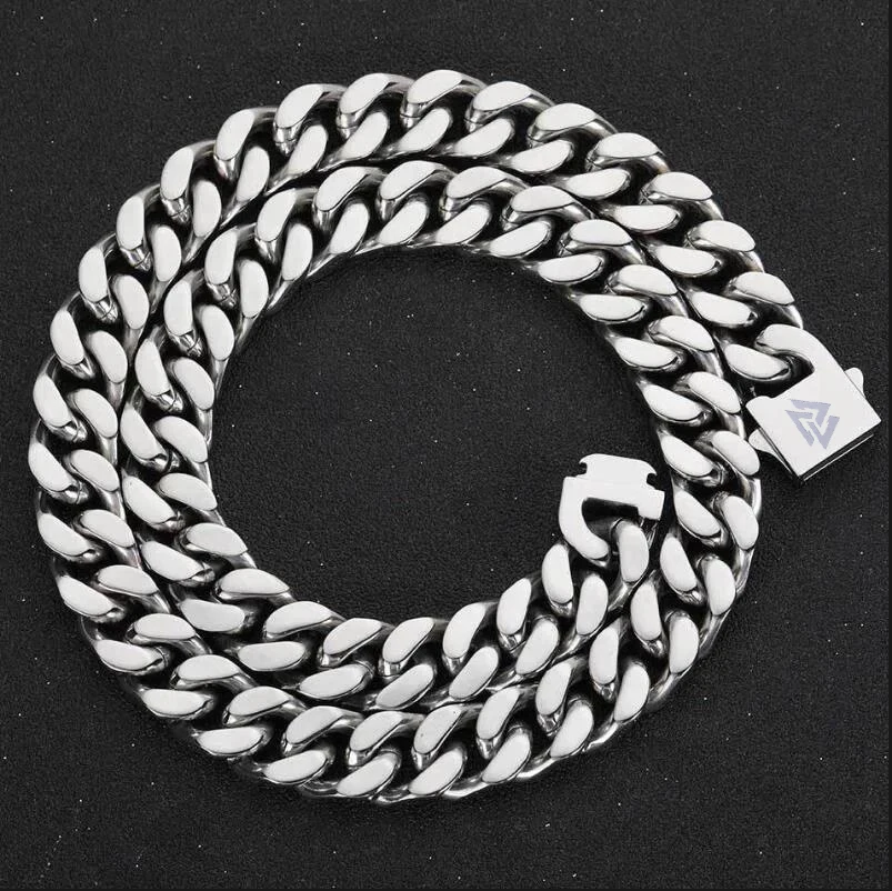 Viking Cast Cuban Chain Men\'s Bracelet Stainless Steel Fine Polished Chain Four Sides Cut Boyfriend Gift