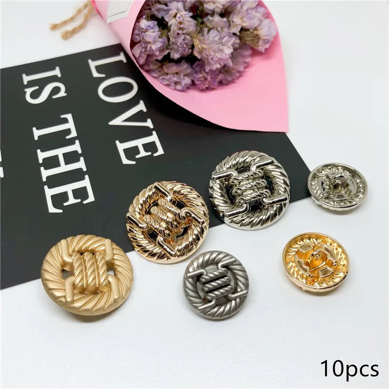 Knotted Design Decorative Buttons for Crafts Sewing Accessories Buttons Golden Metal 20mm Snap Buttons for Clothing Shirt Jacket