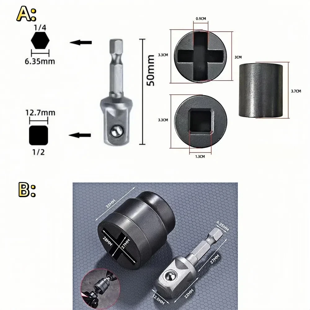 Chave de soquete universal resistente, ajuste universal, chave elétrica de 1/2 polegadas, fácil de usar, compatível com broca