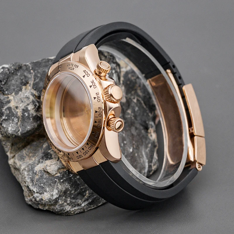

Men's Watch Case Fit VK63 Movement Rlx Dayton 316L Stainless Steel Sapphire Glass 200M Waterproof Case