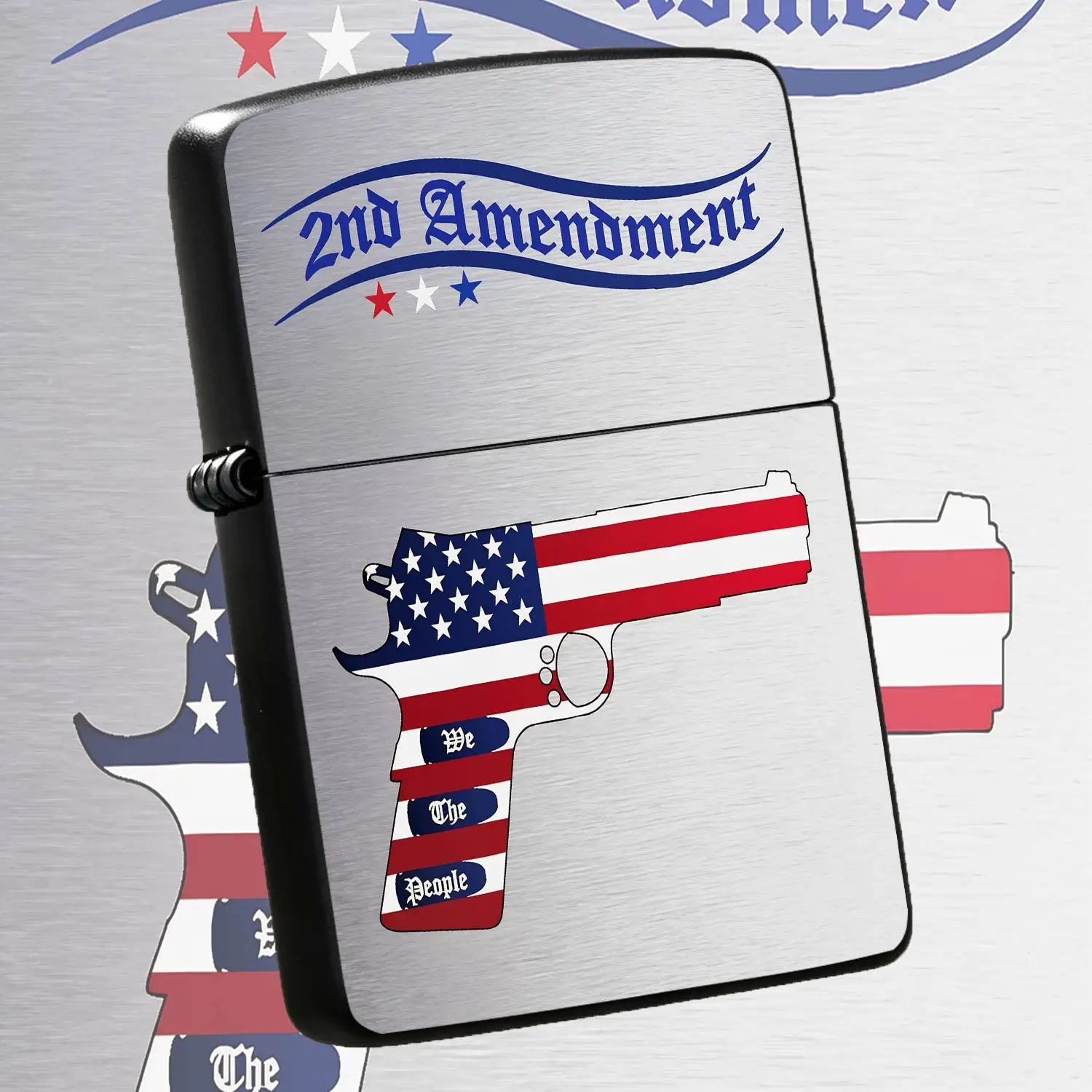 2Nd Amendment American Flag Pattern Lighter We The People Creative Print Portable Igniter Suitable For Outdoor Camping Home Aroma Candle Lighting Daily Use Ideal For Gifting To Friends Family Patriotic Collectors Multi A Humorous And Intere