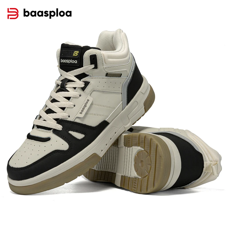 Baasploa Men Winter Sneakers Fashion High Top Cotton Shoes Comfort Plush Warm Casual Walking Shoes Non-Slip Outdoor New Arrival