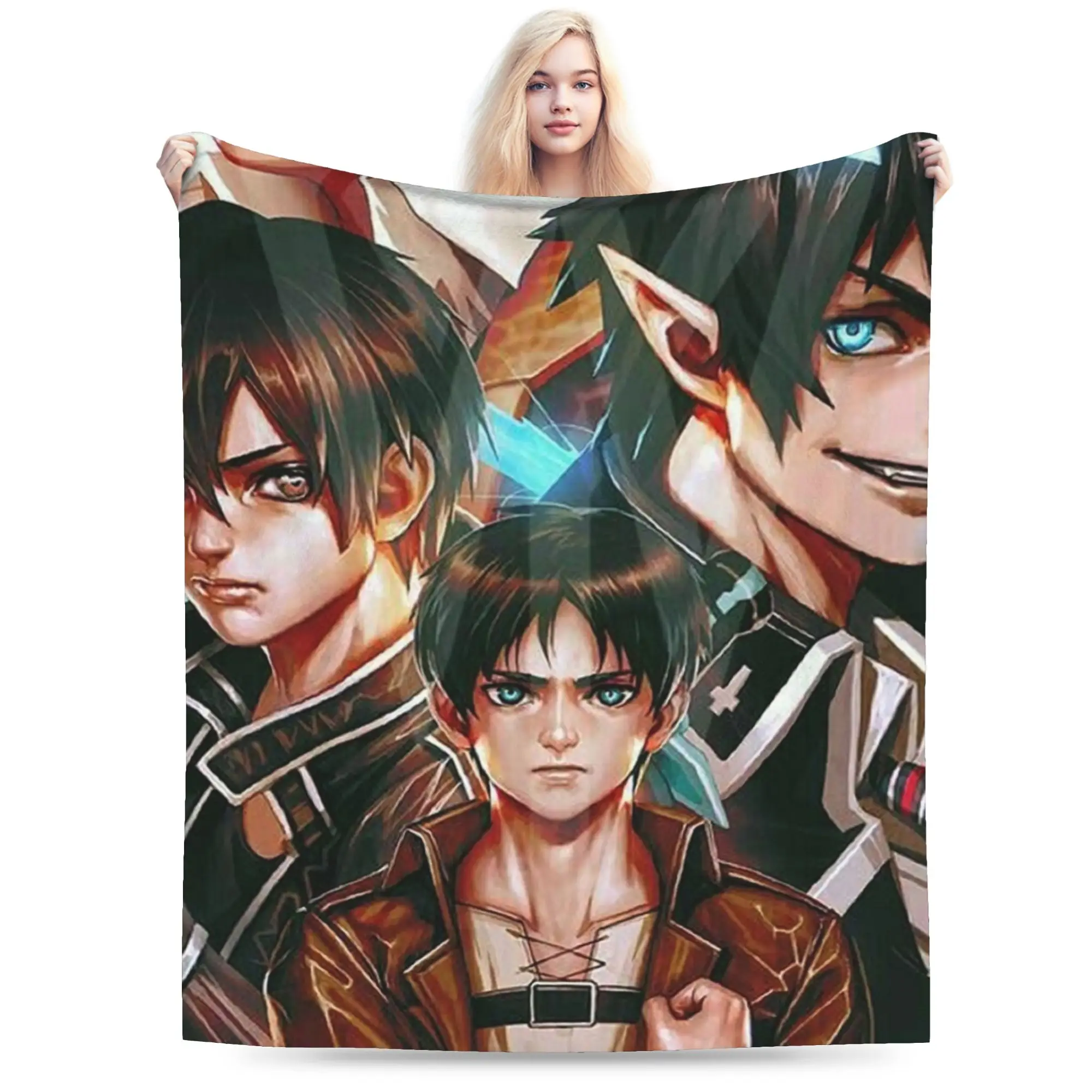 Custom Attack On Titan Blankets Warm Flannel Anime AOT Throw Blanket for Bed Couch Bedspread