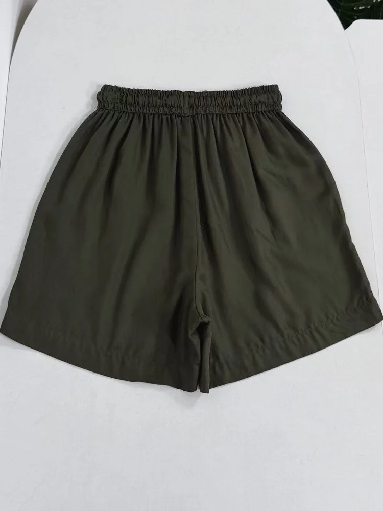 Summer Thin Breathable Silk Cotton High Waist Loose A-Line Wide Leg Pants Casual orts Women High Waist Loose Fit Thin Material