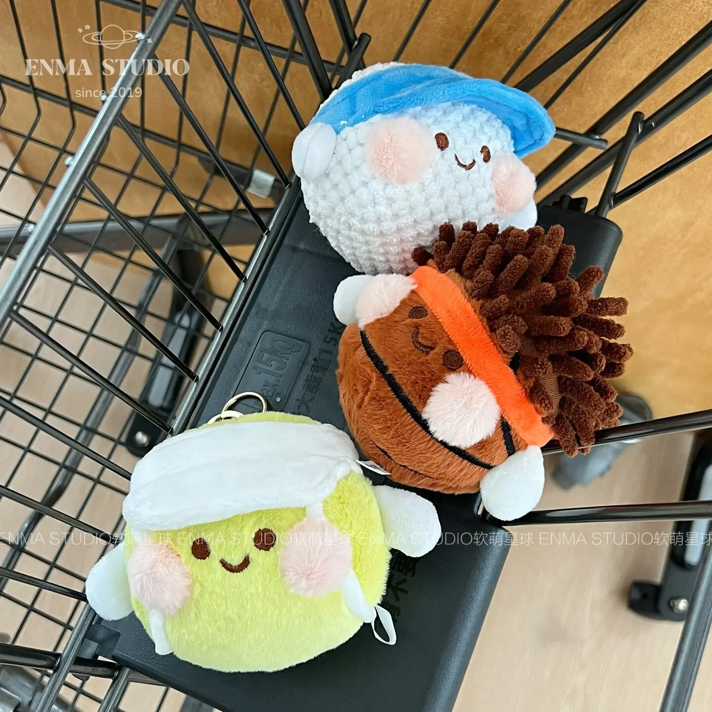 Cute Sports Ball Plush Keychain Kawaii Soccer Basketball Baseball Tennis Golf Stuffed Doll Plushie Bag Charm for Sports Lovers view 4