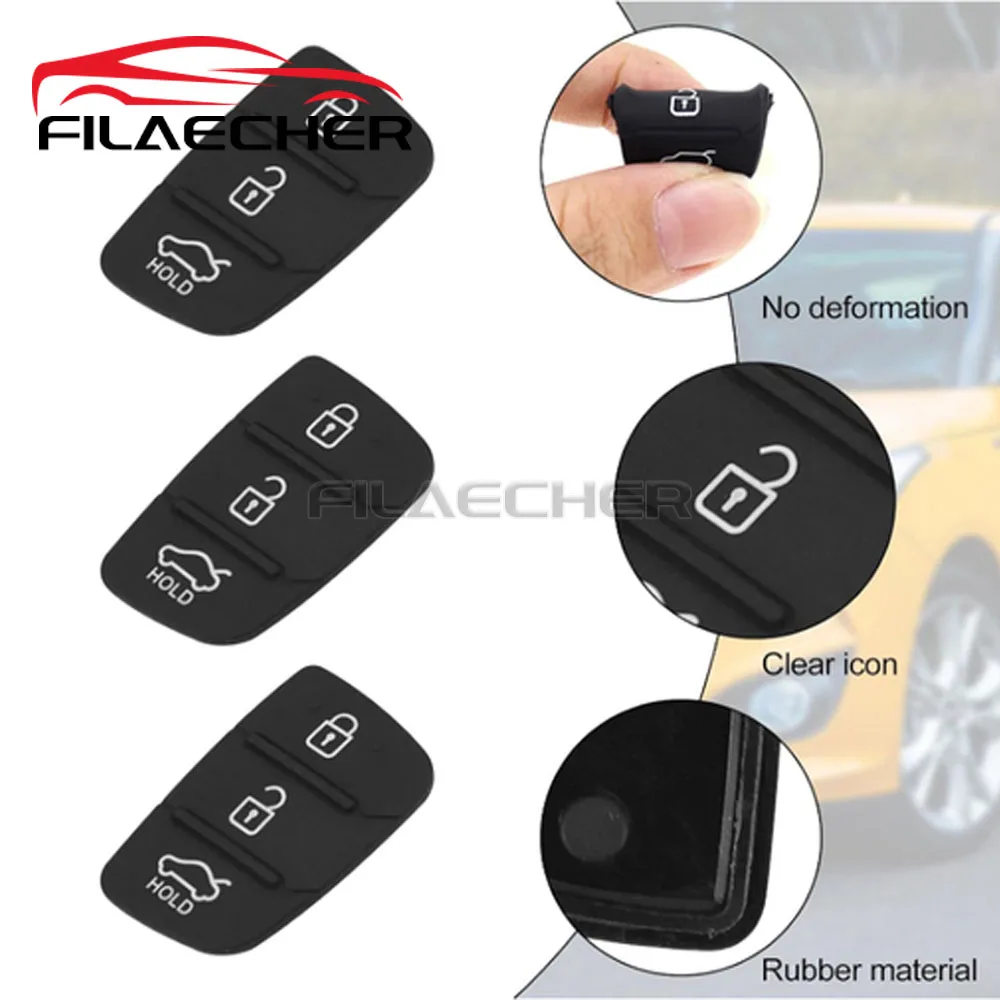 Almohadilla de goma para mando a distancia de coche, 3 uds., para Hyundai i40 i30 i20 i10 ix20 ix30 ix35 Santa Fe Tucson Elantra Accent