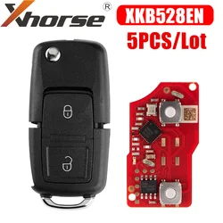 Xhorse XKB528EN 2e generatie draadafstandsbediening B5-stijl 2 knoppen 5 stks/partij
