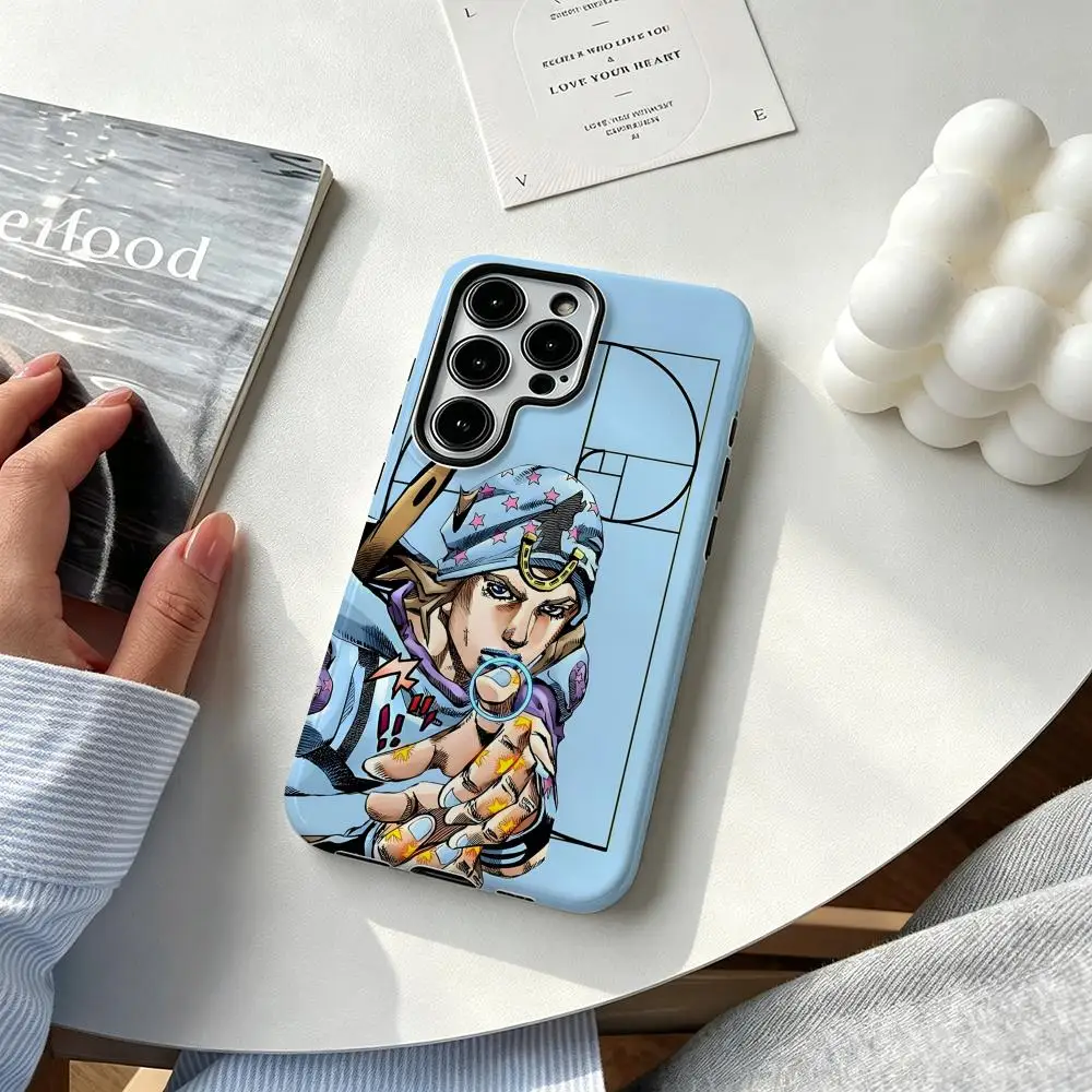 Hot cool Anime J-JOJO Steel Ball Run Phone Case For Samsung Galaxy S25 S24 S23 S22 S21 Plus Ultra 2-in-1 Glossy shell