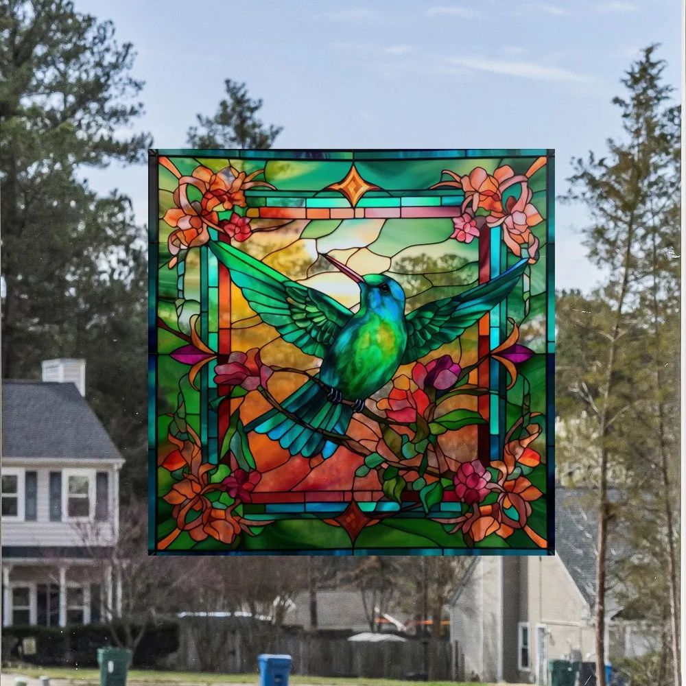 Non-Adhesive Hummingbird Window Decals Reusable Double-Sided Design Electrostatic Sticker Anti-collision PVC Warning Sticker