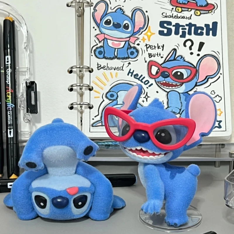 

New Genuine Hello Stitch Blind Box Kawaii Anime Disney Stitch Flocking Mysterious Surprise Box Figure Toy Model Trend Customized