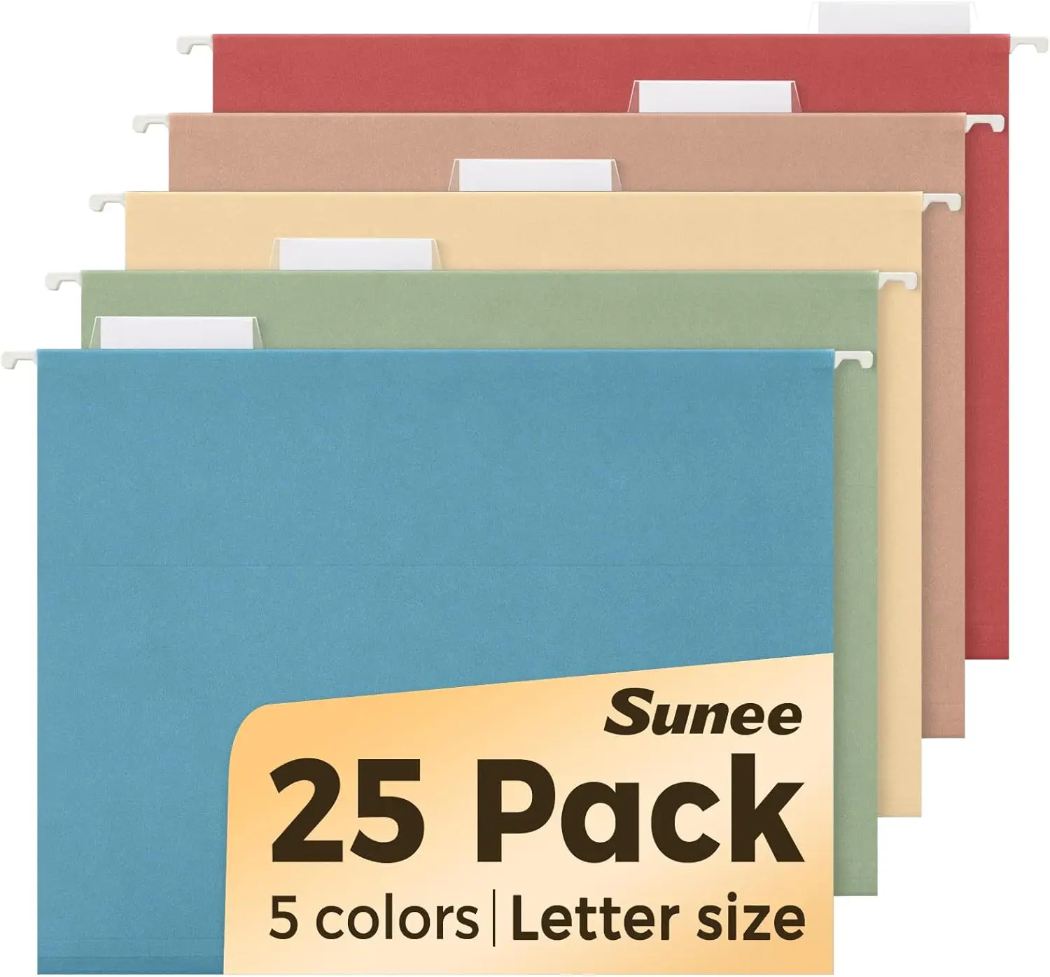 

Retro Color Hanging File Folders, 25 Pack Letter Size with 1/5-cut Tabs for Home and Office Organization