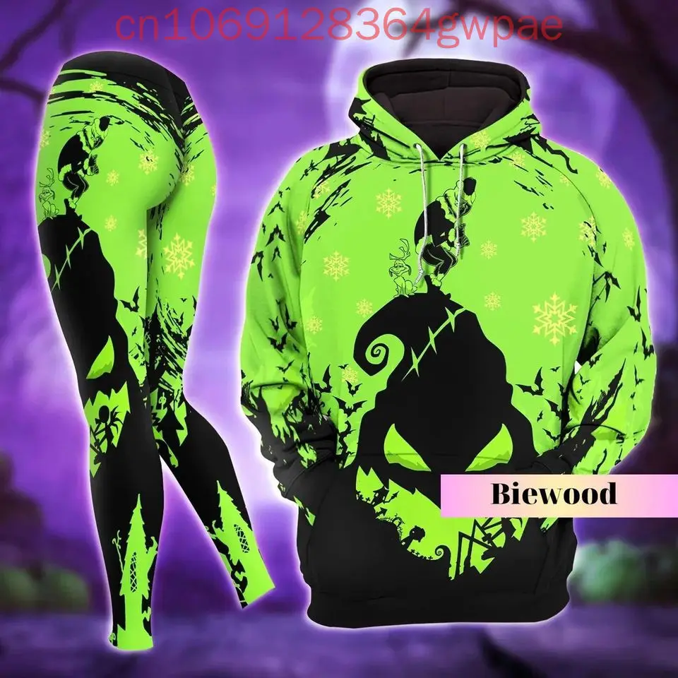 Disney Oogie Boogie Halloween Hoodie and Leggings Women's Set The Nightmare Before Hoodie Yoga Pants Set Tracksuit Set