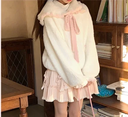 Winter New Sweet Pink High Waist Princess Skirt Cute Woman Fashion Versatile Age Reduction A-lien Lace Beautiful Fairy Skirt