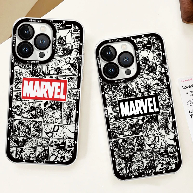 Marvel Avengers Logo Art Transparent Phone Case For iPhone 15 14 13 12 11 Mini XS XR X Pro MAX 8 7 Plus SE Angel Eyes