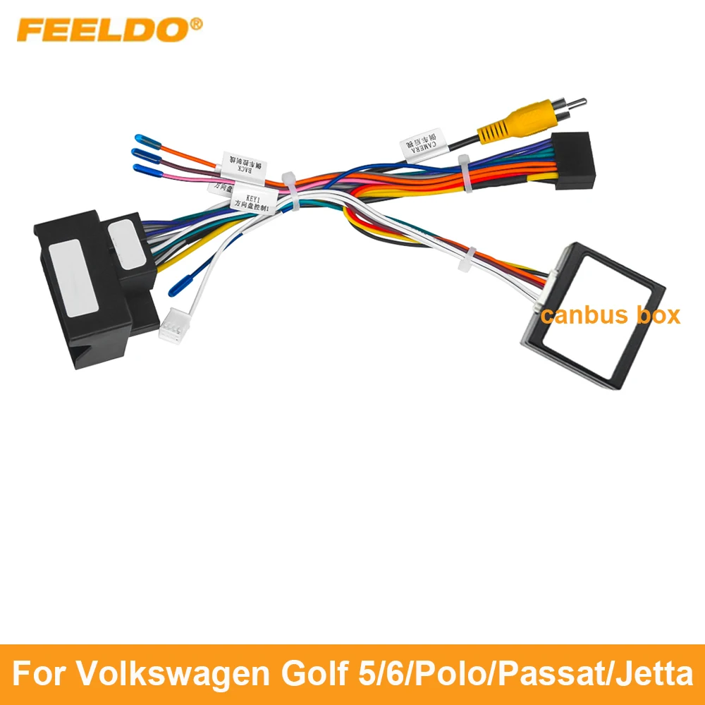 FEELDO 10Set 16pin Android Car Media Player Navi Radio CANBUS BOX Wire harness For Volkswagen Golf 5/6/Polo/Passat/Tiguan/Touran