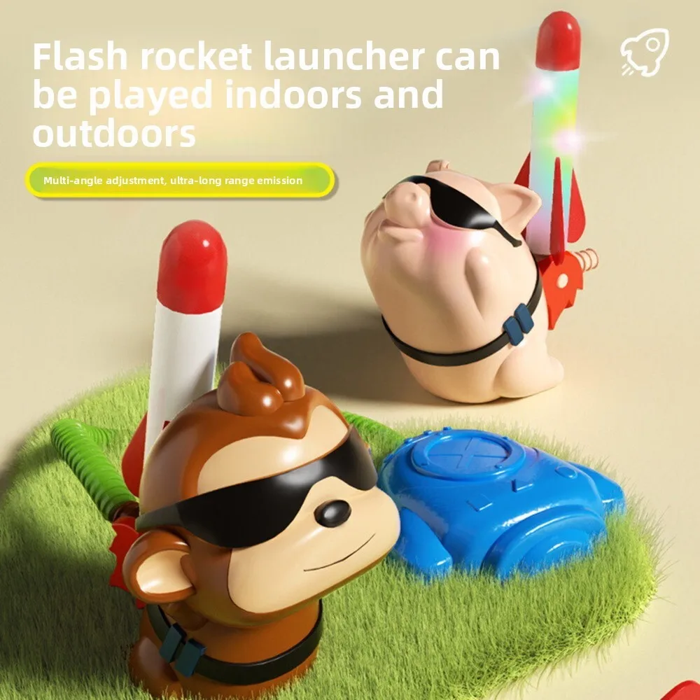 لعبة قاذفة الصواريخ للأطفال في الهواء الطلق مع أضواء LED، صواريخ إسفنجية تعمل بالهواء المنشط للأولاد والبنات #3