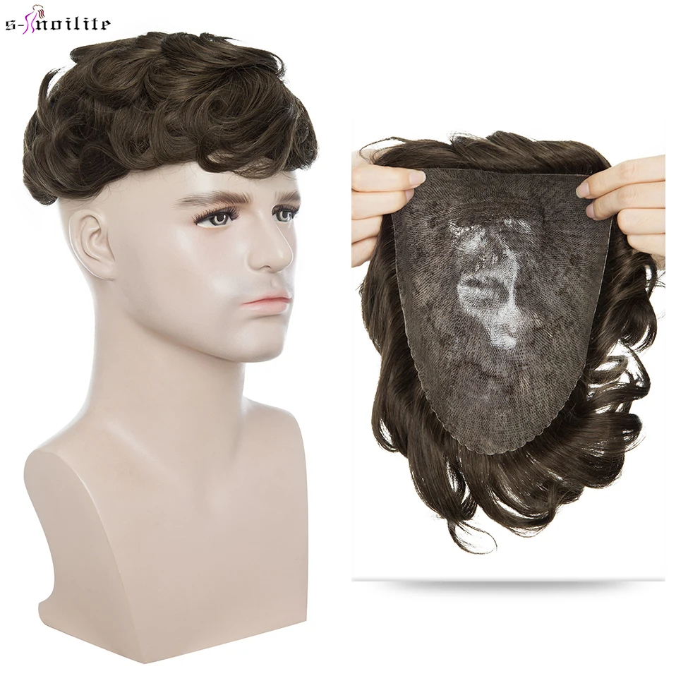 S-noilite Toupee Men 58g Men Wigs Hair Prosthesis Natural Hair Wig 0.24mm Male Replacement System Hairpiece Invisible Extensions