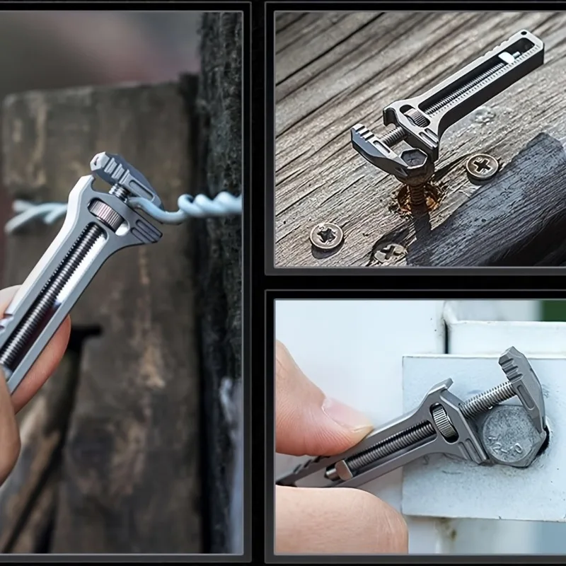 1Pc Multifunctional Portable Adjustable Mini Wrench Tool with Bottle Cap Opener, Screwdriver, Caliper and Adjustable Rod - DIY,